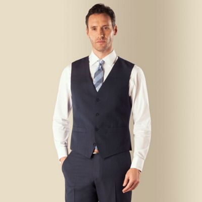 J by Jasper Conran Navy semi plain luxury 4 button front tailored fit suit waistcoat